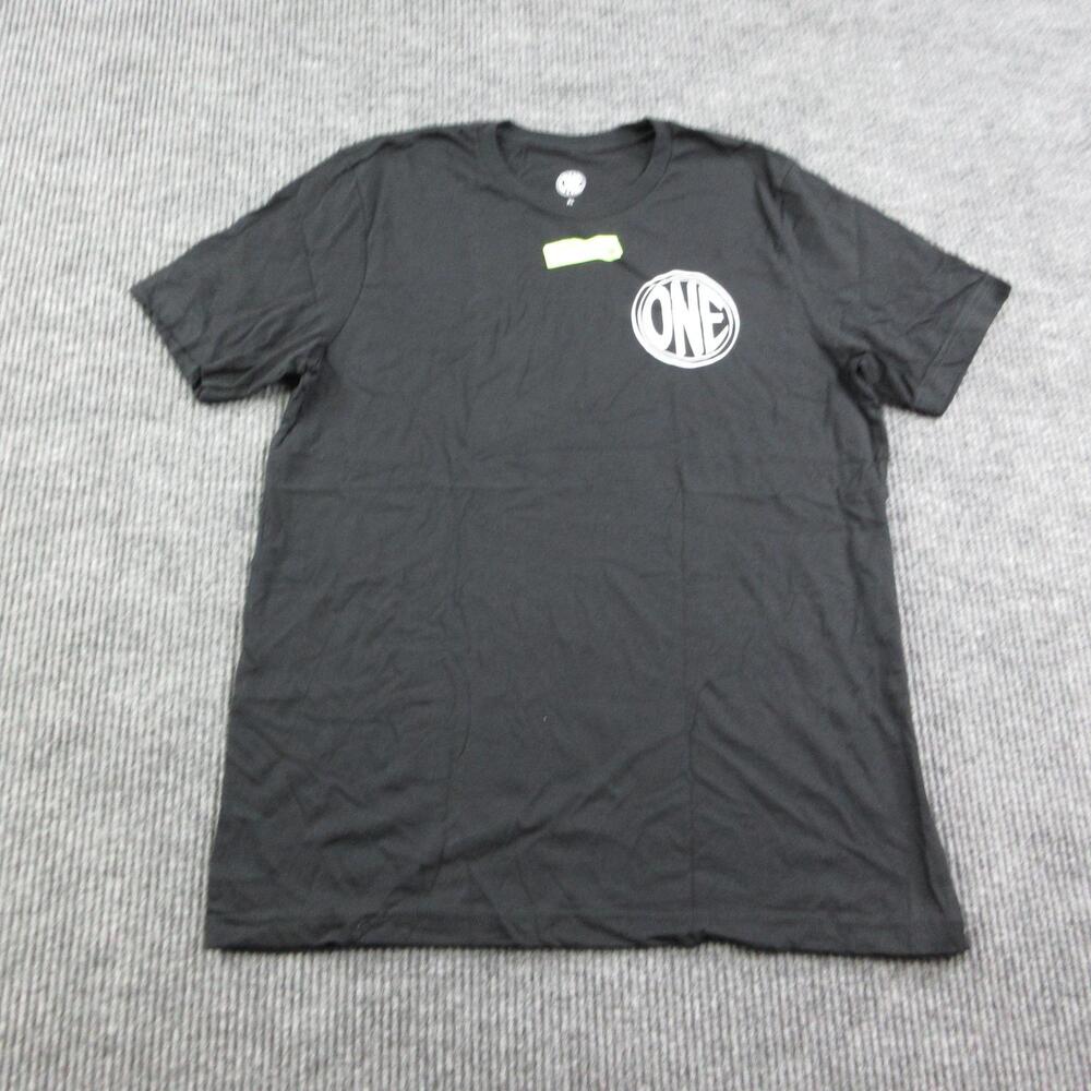 ONE Shirt Mens XL Black Crew Neck 100% Cotton Print Circle Logo Graphic Tee NWOT